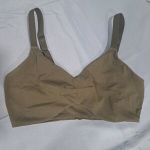 Offline by Aerie Real Me Recharge Sports Bra Olive Green Low Support V-Neck M